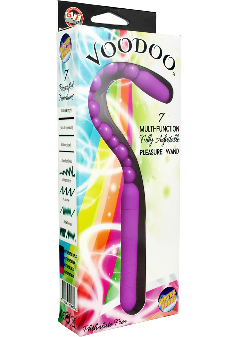 Voodoo 7 Multi Function Fully Adjustable Pleasure Wand Vibrator Waterproof - Lavender