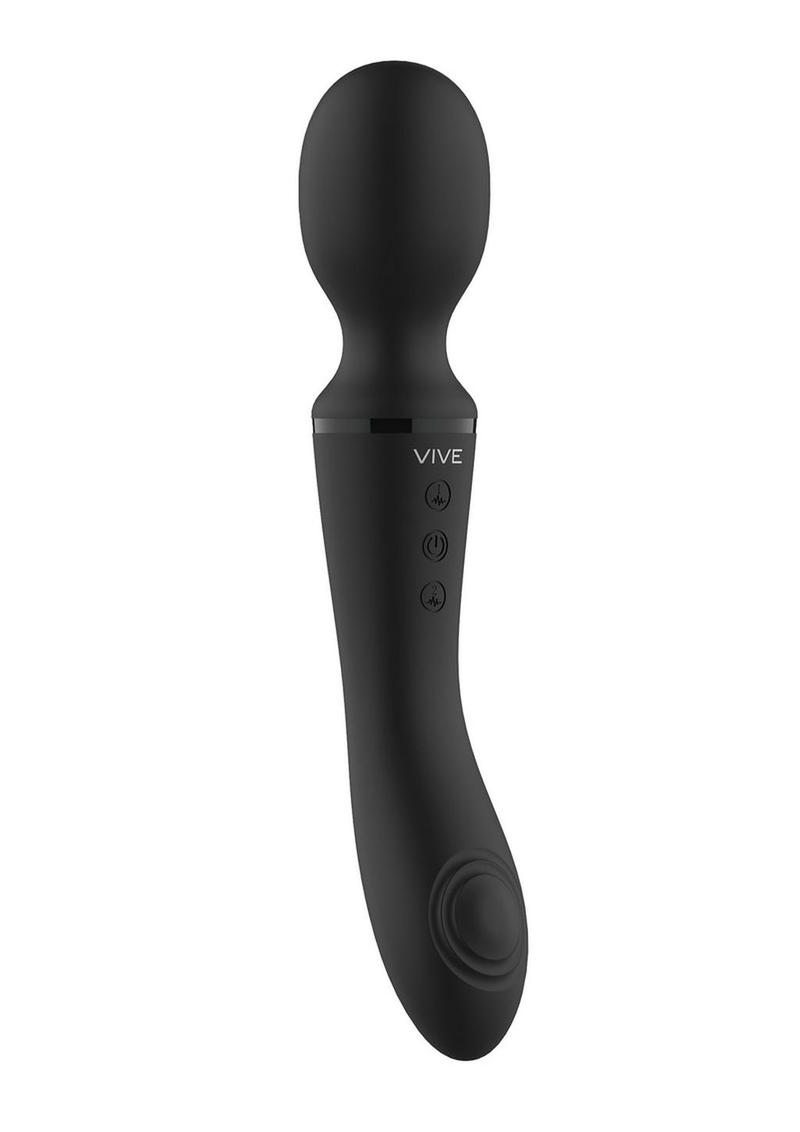 Vive Enora Rechargeable Silicone Double End Pulse Wave Wand andamp; Vibrator - Black