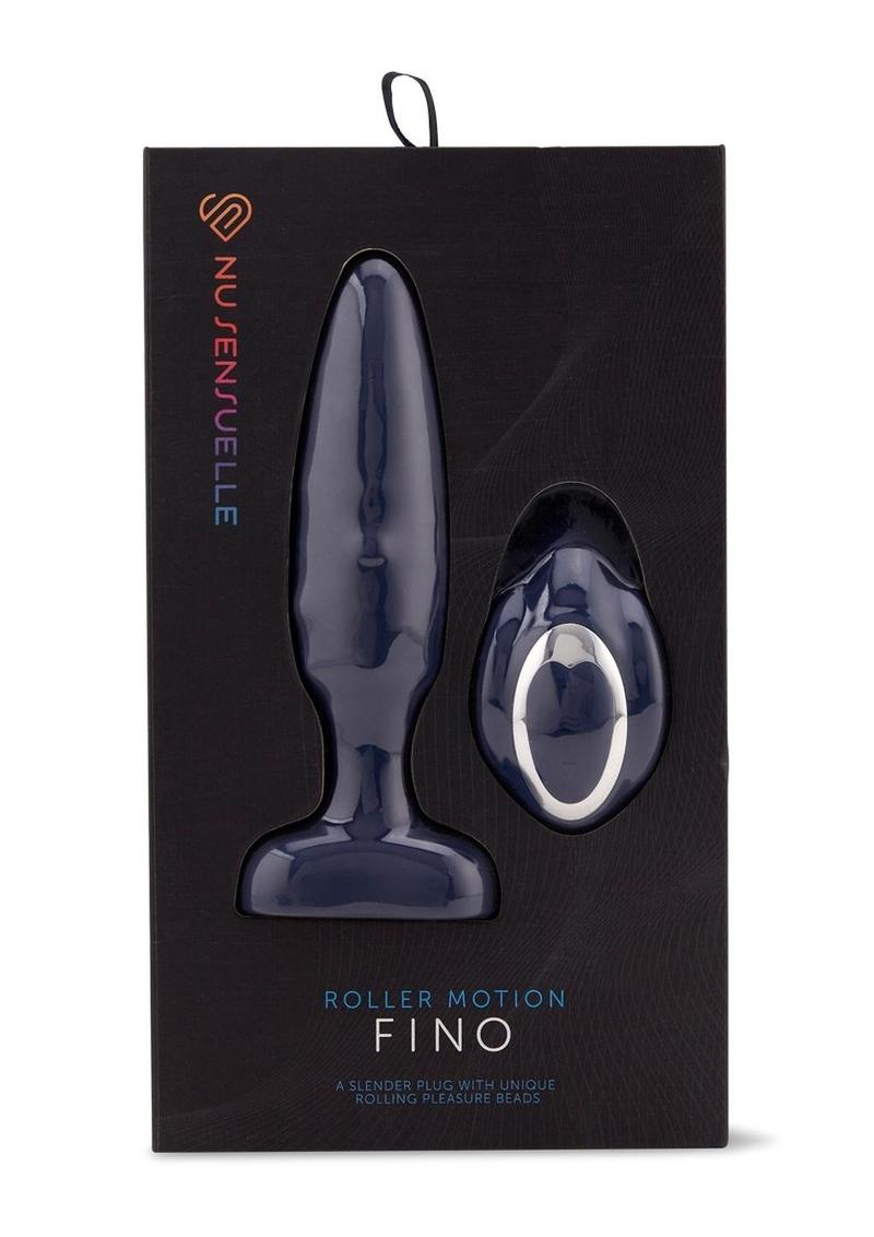 Nu Sensuelle Andii Fino Roller Motion Rechargeable Silicone Anal Plug with Remote Control - Navy Blue