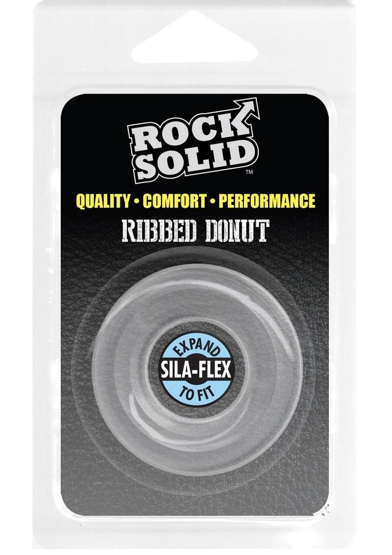 Rock Solid Ribbed Donut Silicone Cock Ring - Clear