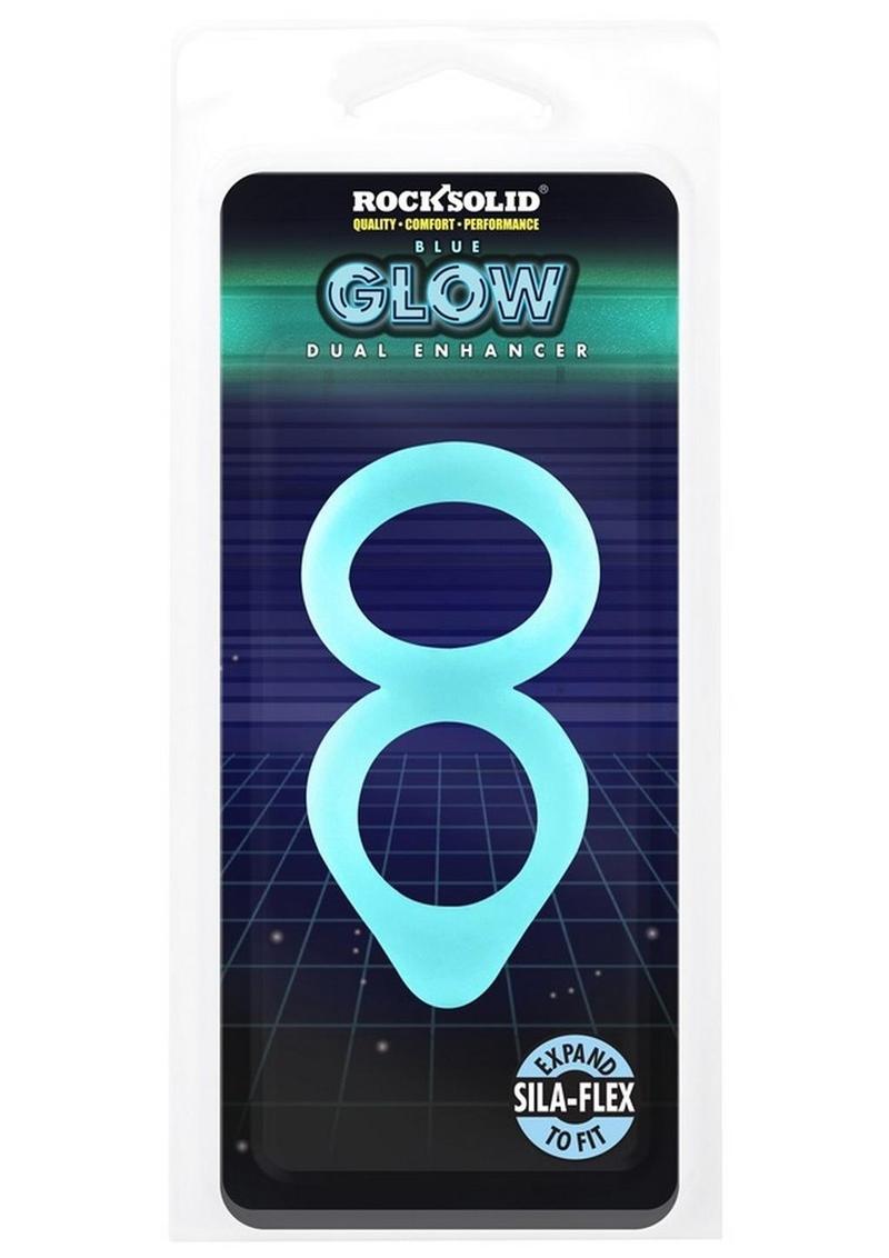 Rock Solid Dual Enhancer Glow in the Dark Silicone Ring - Blue