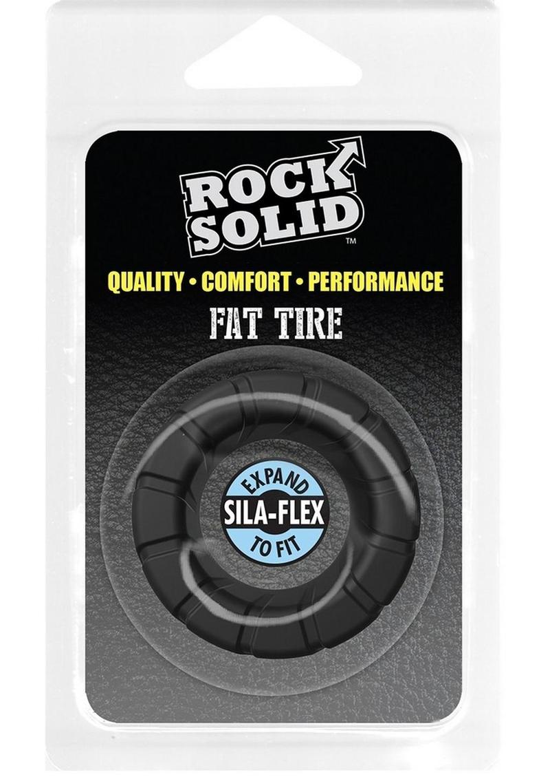 Rock Solid Fat Tire Silicone Cock Ring - Black