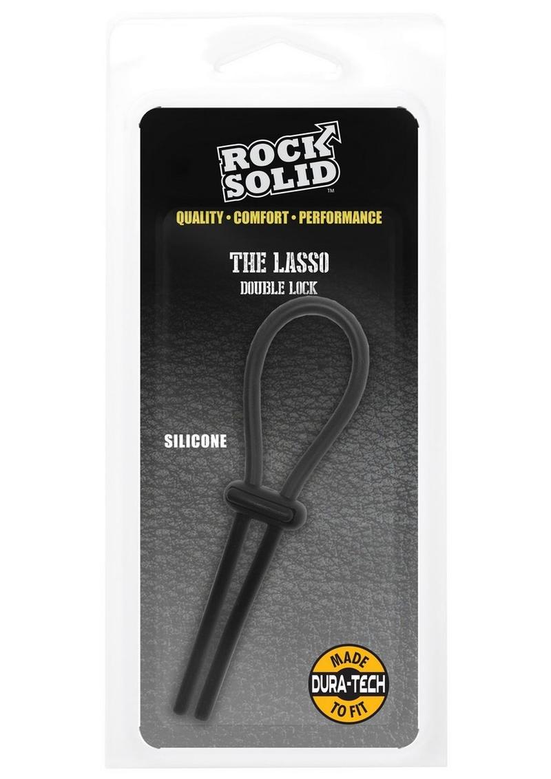 Rock Solid Lasso Double Lock Adjustable Silicone Cock Ring - Black