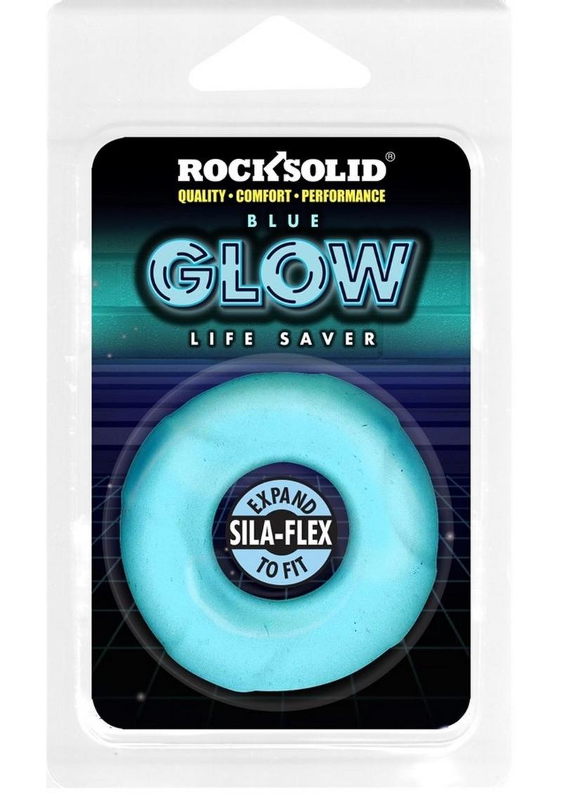 Rock Solid Lifesaver Glow in the Dark Silicone Cock Ring - Blue