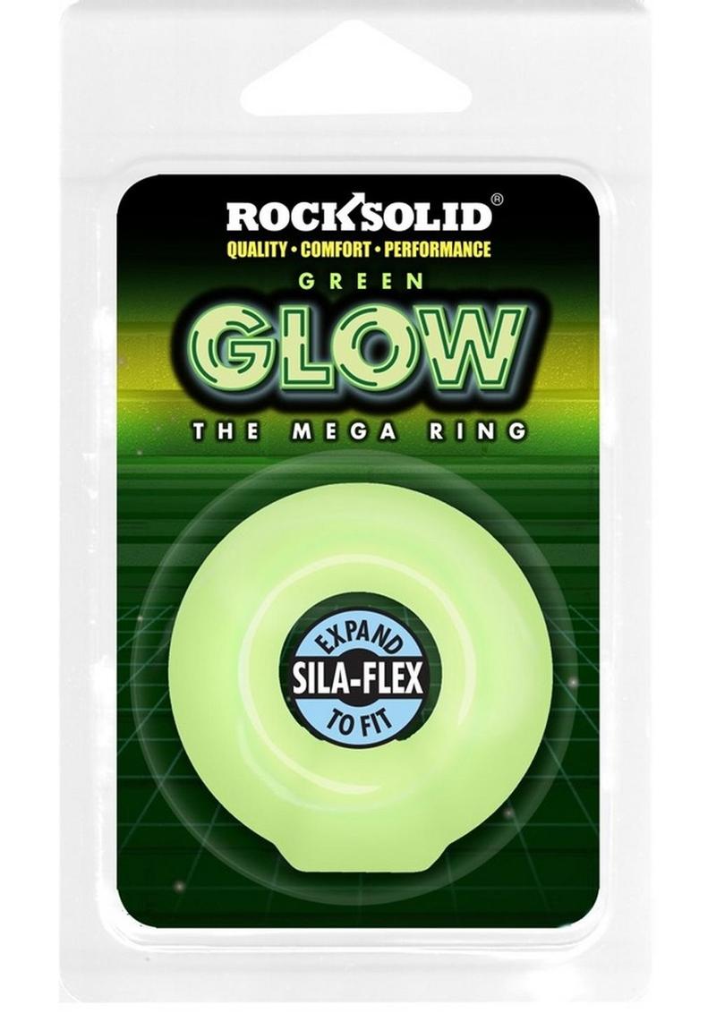 Rock Solid The Mega Ring Glow in the Dark Silicone Cock Ring - Green