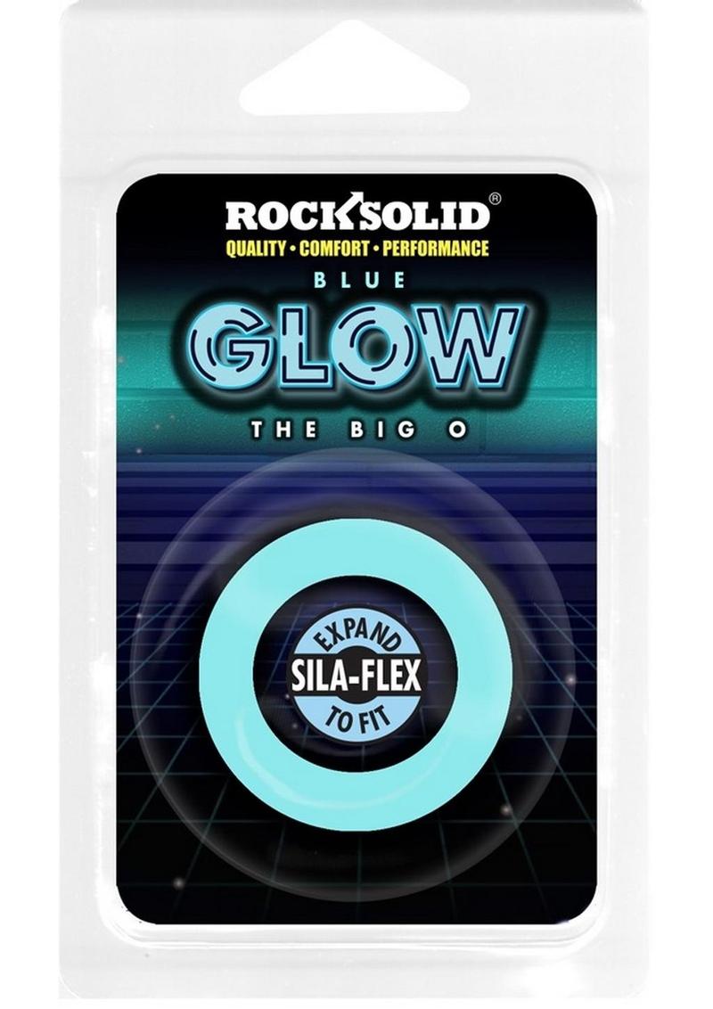 Rock Solid The Big O Glow in the Dark Silicone Cock Ring - Blue