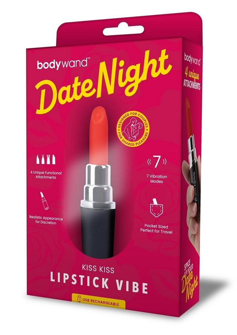 Bodywand Date Night Kiss Kiss Rechargeable Silicone Lipstick Vibrator - Red