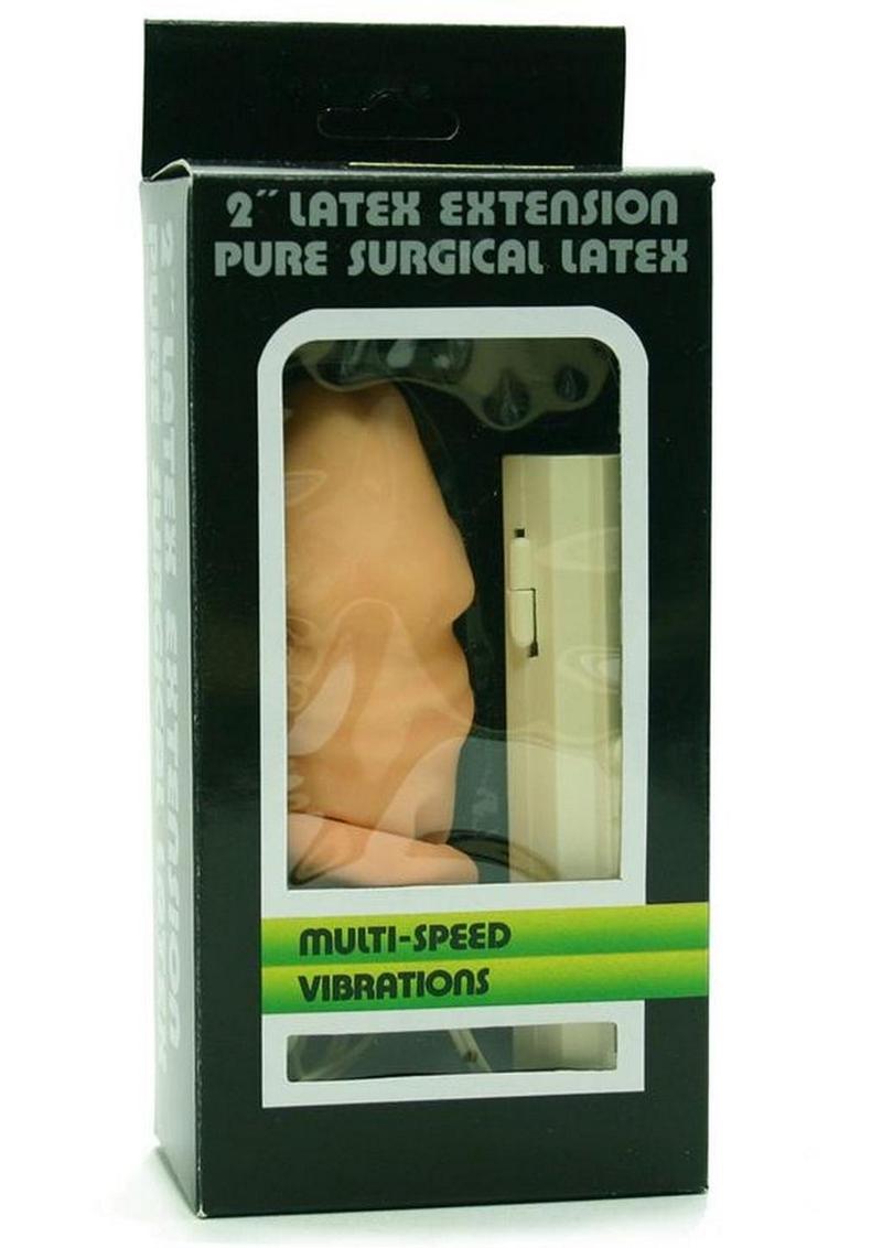 2-Inch Latex Multi Speed Vibrating Penis Extension Sleeve - Vanilla