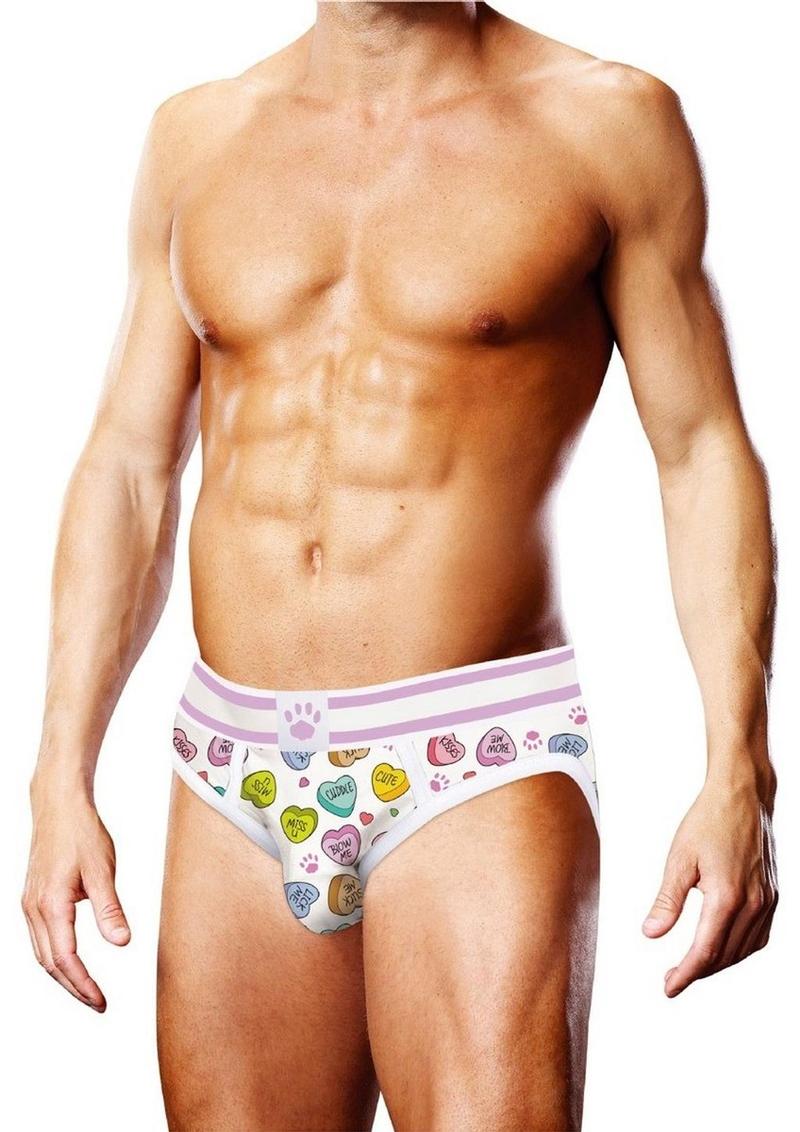 Prowler Candy Hearts Brief - Medium - White