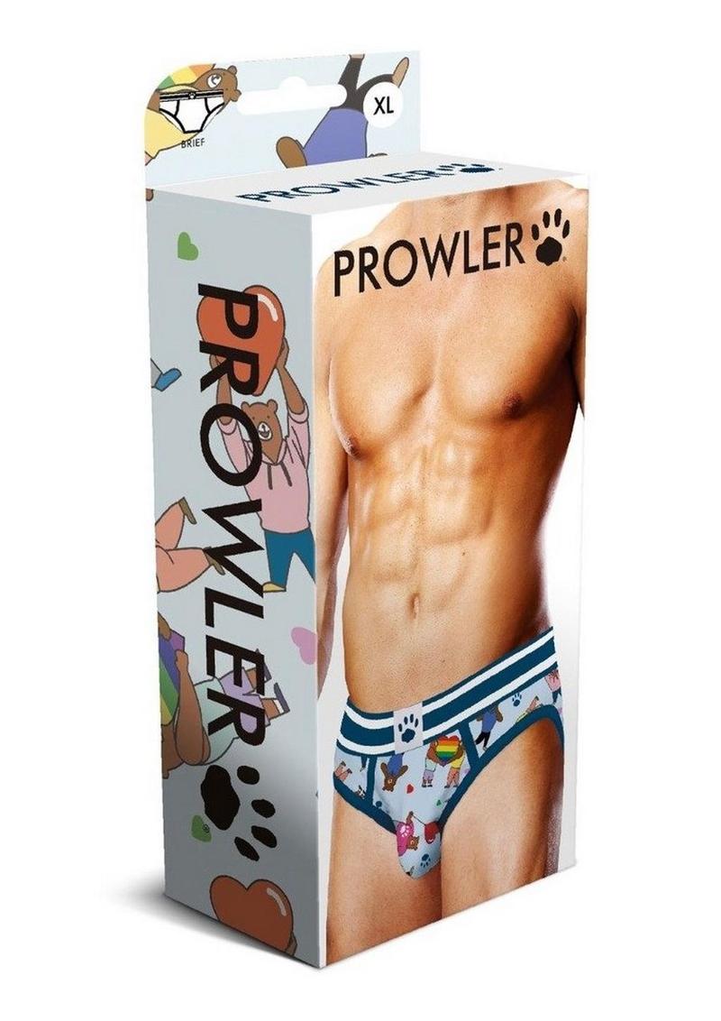 Prowler Bears with Hearts Brief - XLarge - Blue