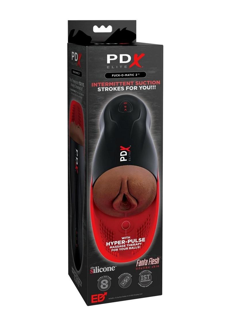 PDX Elite Fuck-O-Matic 2 Stroker Rechargeable Masturbator - Black/Chocolate