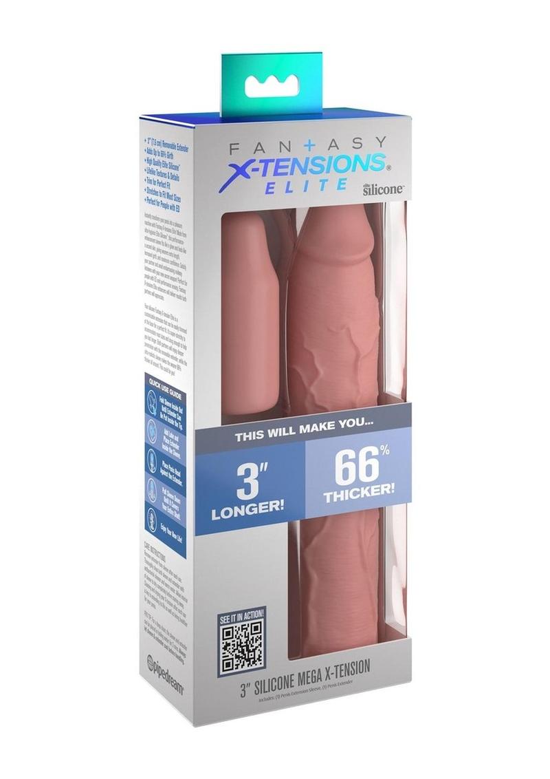 Fantasy X-Tensions Elite Silicone 9in Sleeve with 3in Plug - Vanilla
