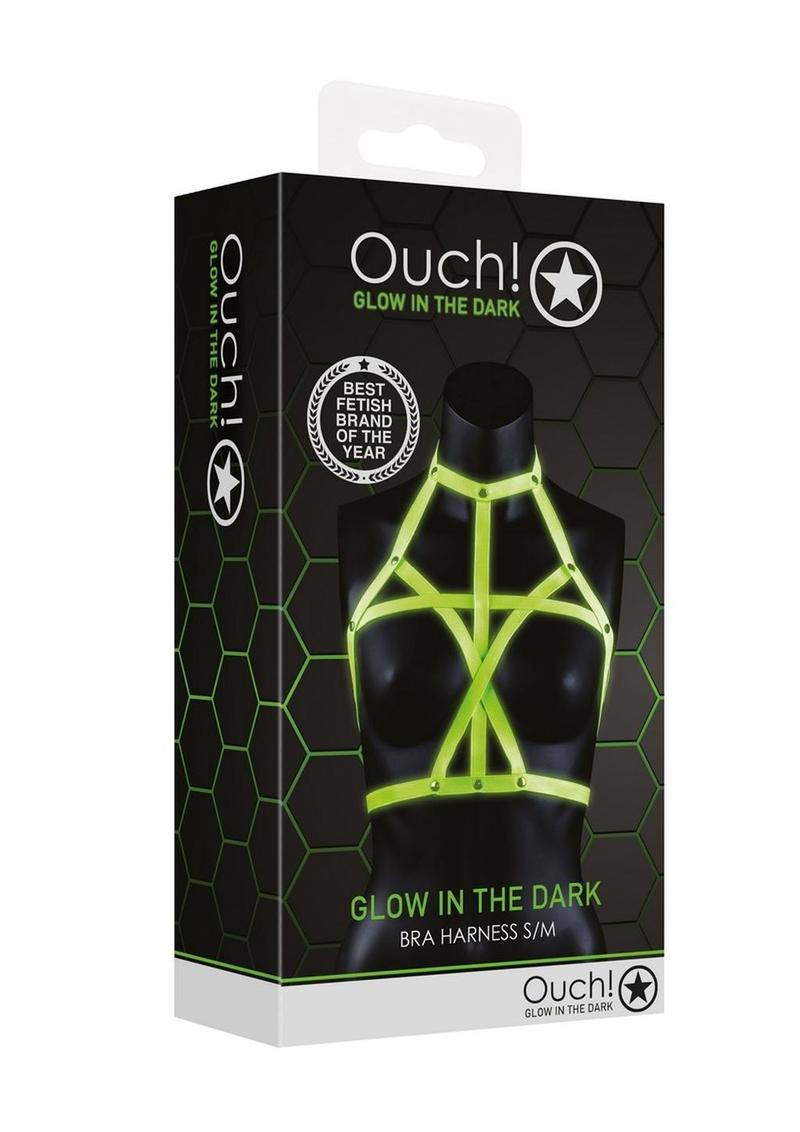 Ouch! Bra Harness Glow in the Dark Small/Medium - Green