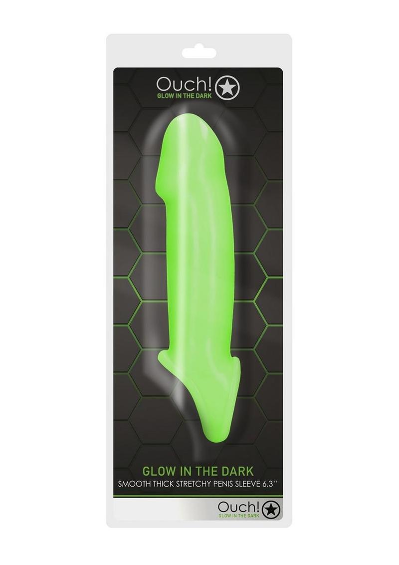 Ouch! Smooth Thick Stretchy Penis Sleeve Glow in the Dark - Green