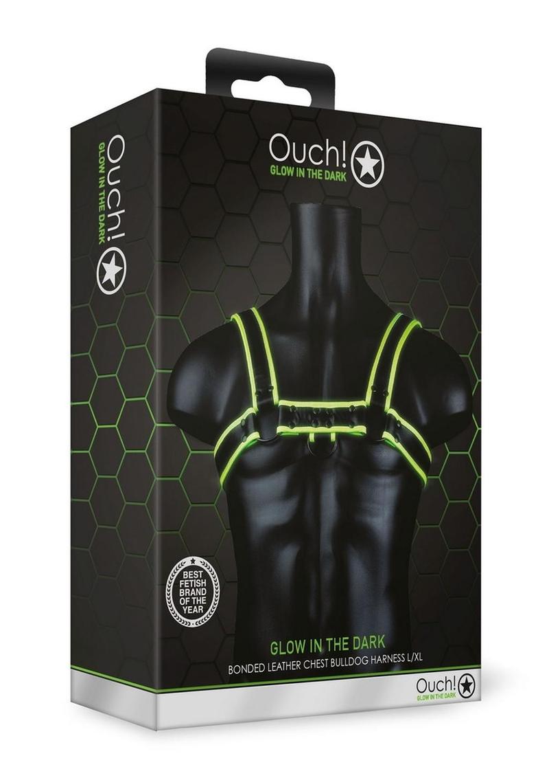 Ouch! Chest Bulldog Harness Glow in the Dark Large/XLarge - Green