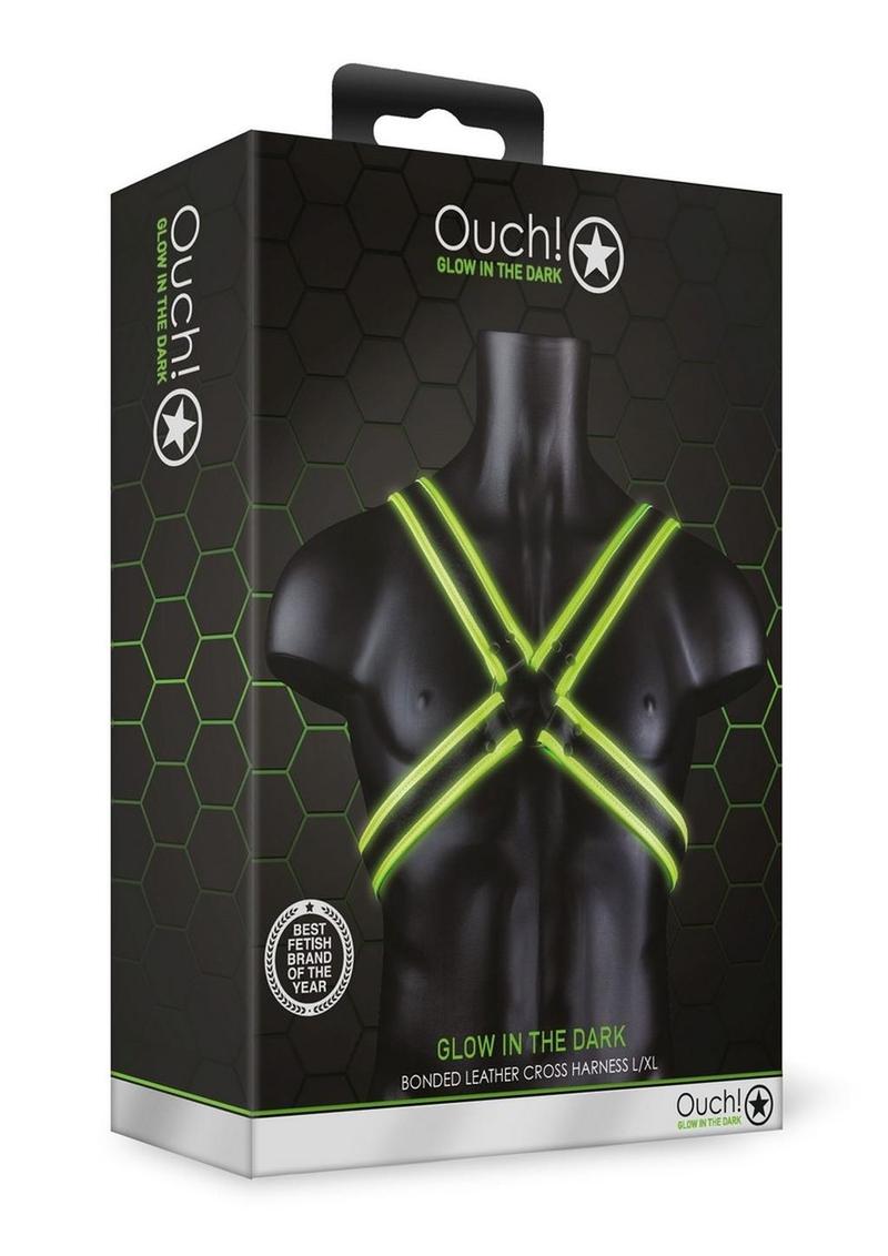 Ouch! Cross Harness Glow in the Dark - Large/XLarge - Green