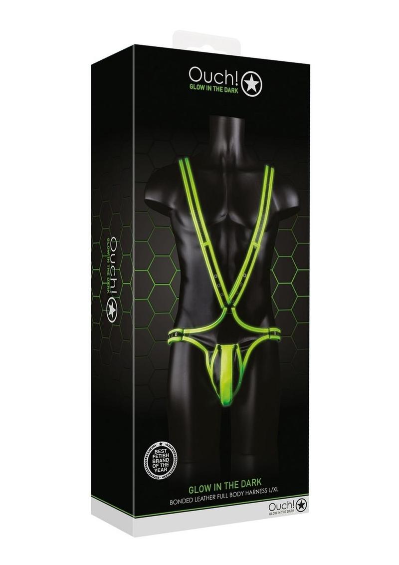 Ouch! Full Body Harness Glow in the Dark - Large/XLarge - Green