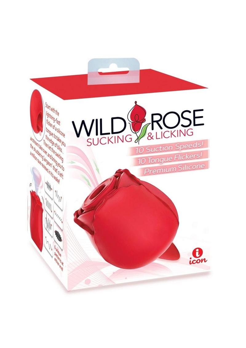 Wild Rose and Tongue Rechargeable Silicone Clitoral Stimulator - Red
