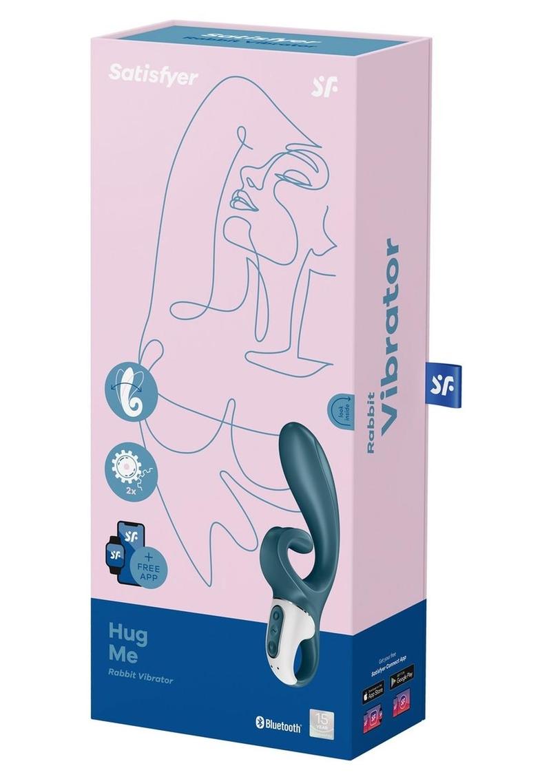 Satisfyer Hug Me Rechargeable Silicone Vibrator with Clitoral Stimulation - Grayblue