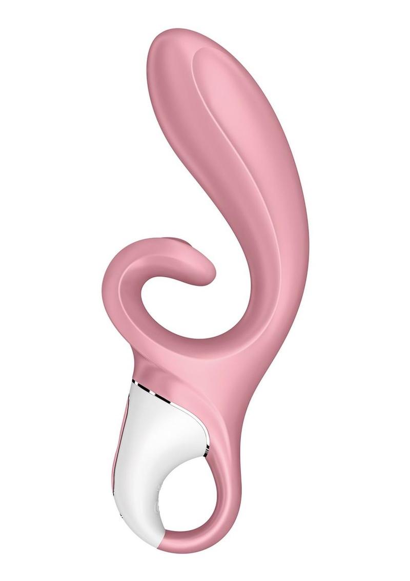 Satisfyer Hug Me Rechargeable Silicone Vibrator with Clitoral Stimulation - Pink