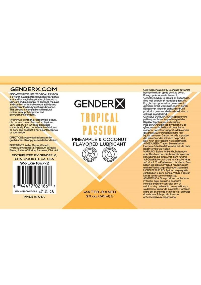 Gender X Tropical Passion Water Based Flavored Lubricant 2oz.