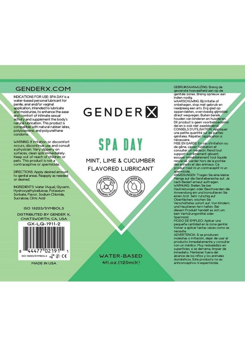 Gender x Spa Day Water Based Flavored Lubricant 4oz - Mint