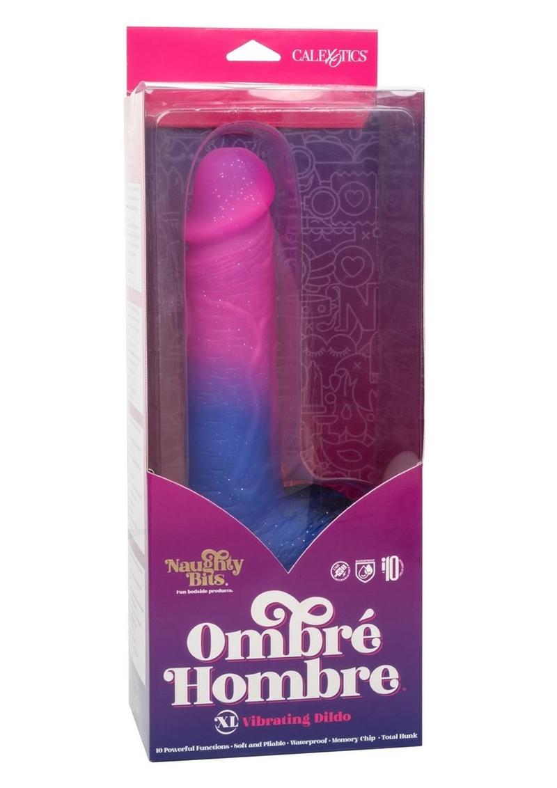 Naughty Bits Ombre Hombre XL Rechargeable Silicone Vibrating Dildo - Pink