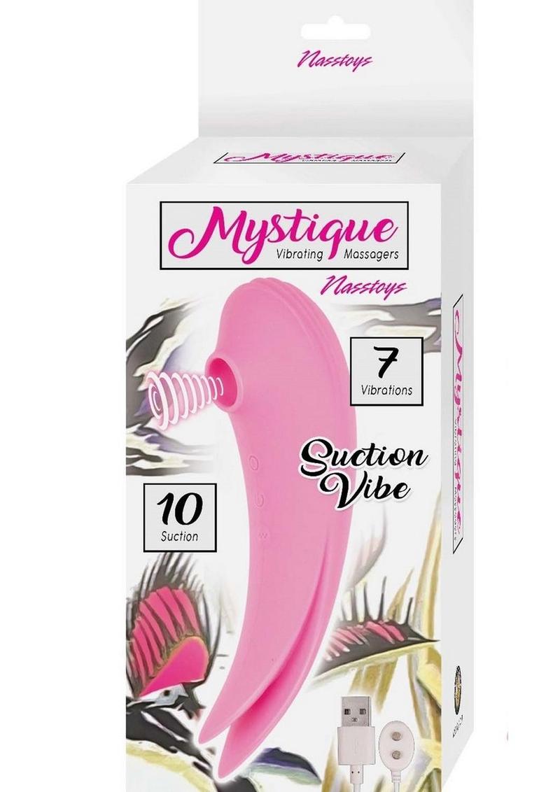 Mystique Suction Vibrating Rechargeable Silicone Massager - Pink