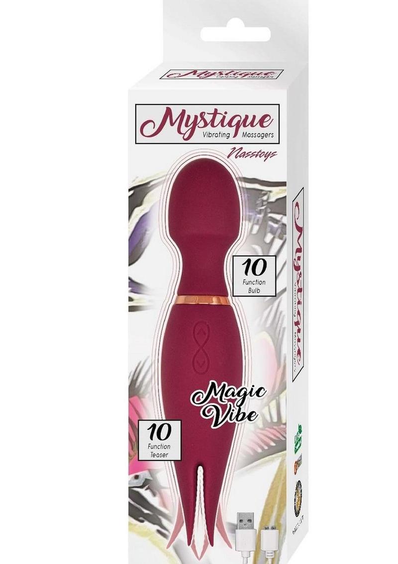 Mystique Vibrating Massagers Rechargeable Silicone Magic Wand - Eggplant