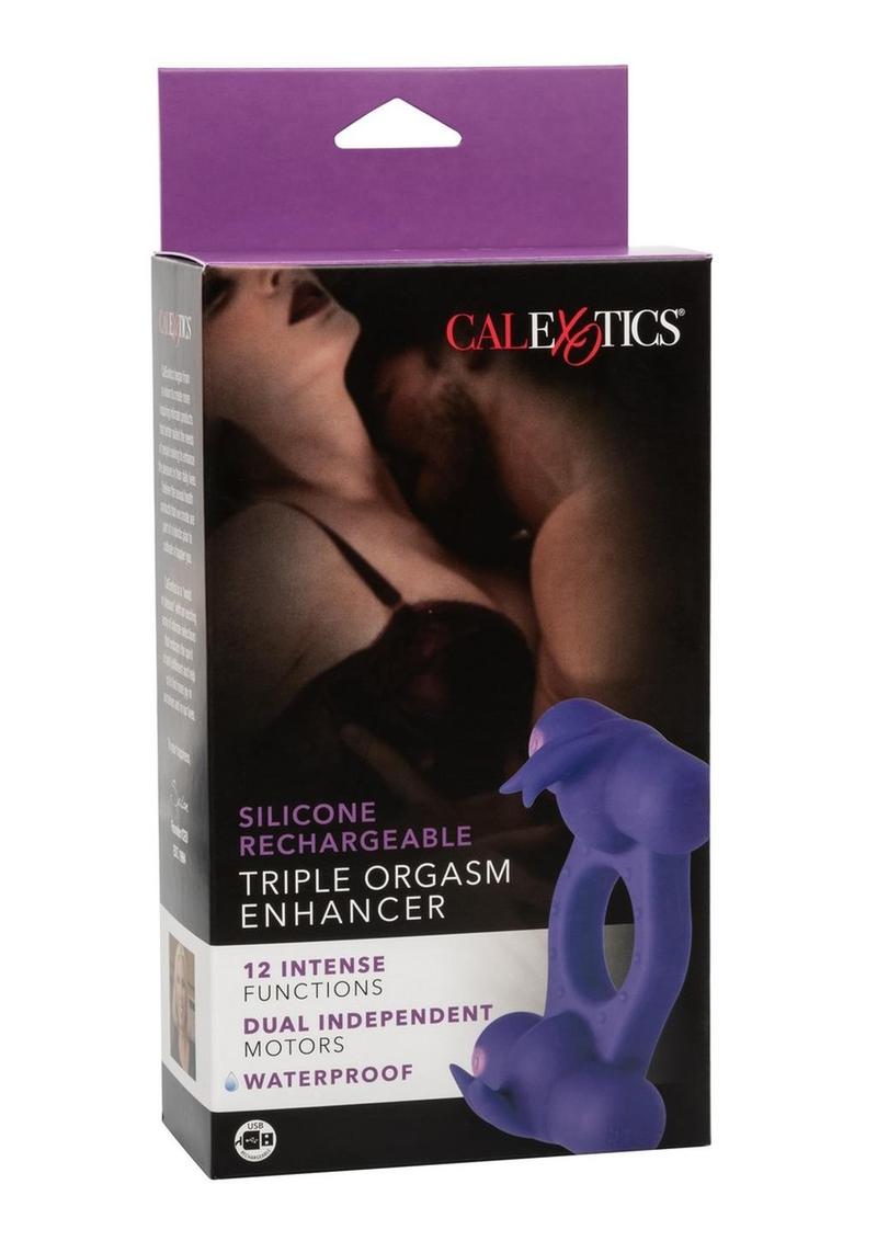 Couple`s Enhancers Silicone Rechargeable Triple Orgasm Enhancer - Purple