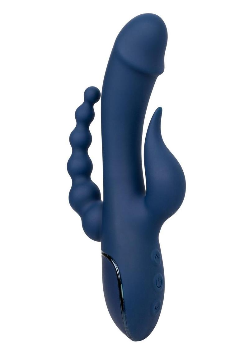 III Triple Orgasm Rechargeable Silicone Stimulating Massager - Navy Blue