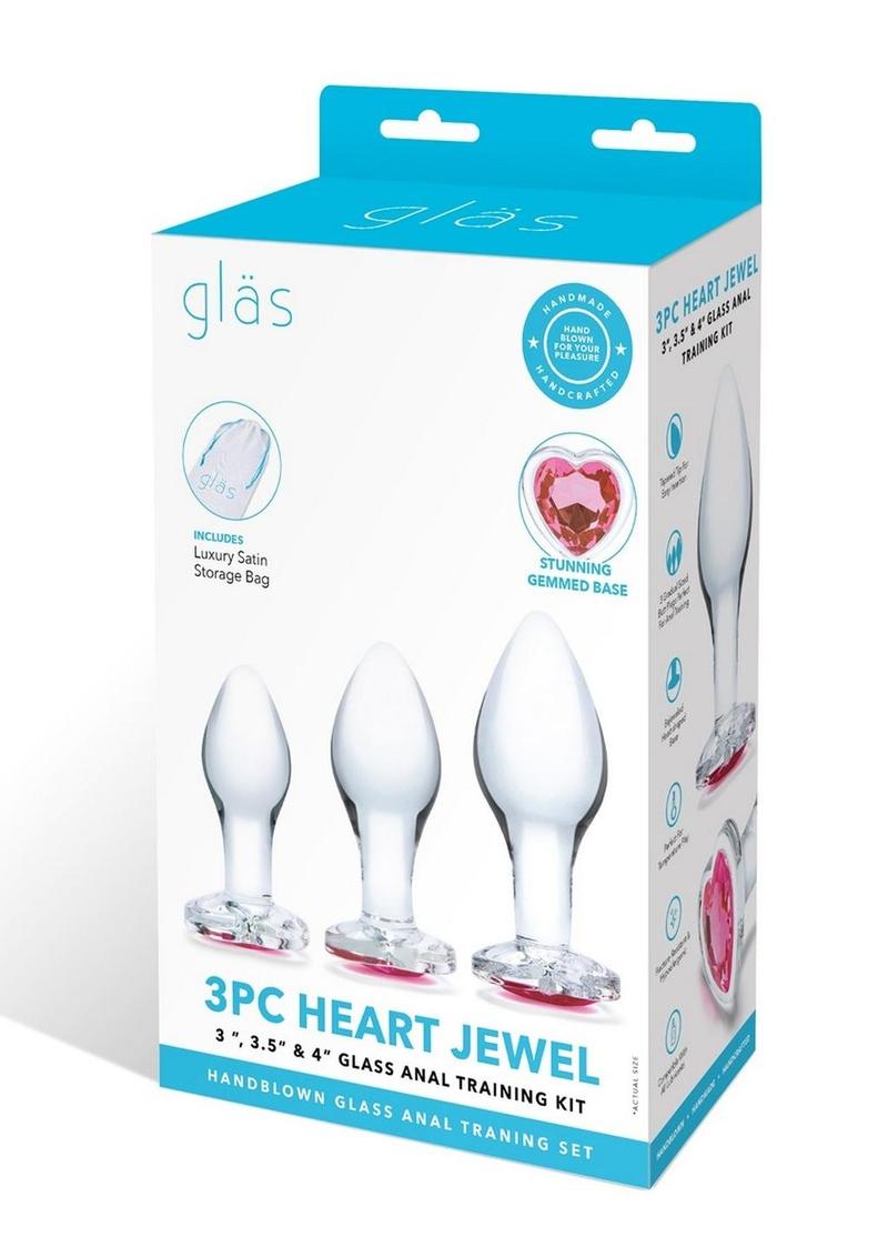 Glas Heart Jewel Glass Anal Training Set (3 Piece) - Clear