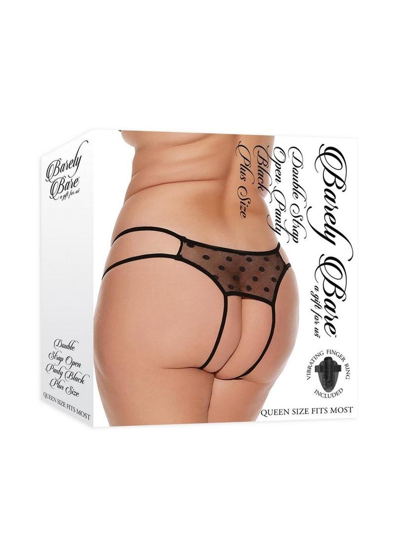Barely Bare Double Strap Open Panty - Plus Size - Black