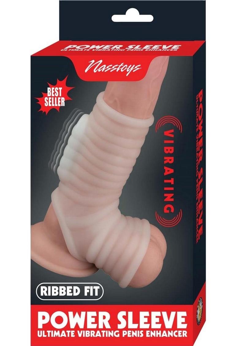 Vibrating Power Sleeve Ribbed Fit - White