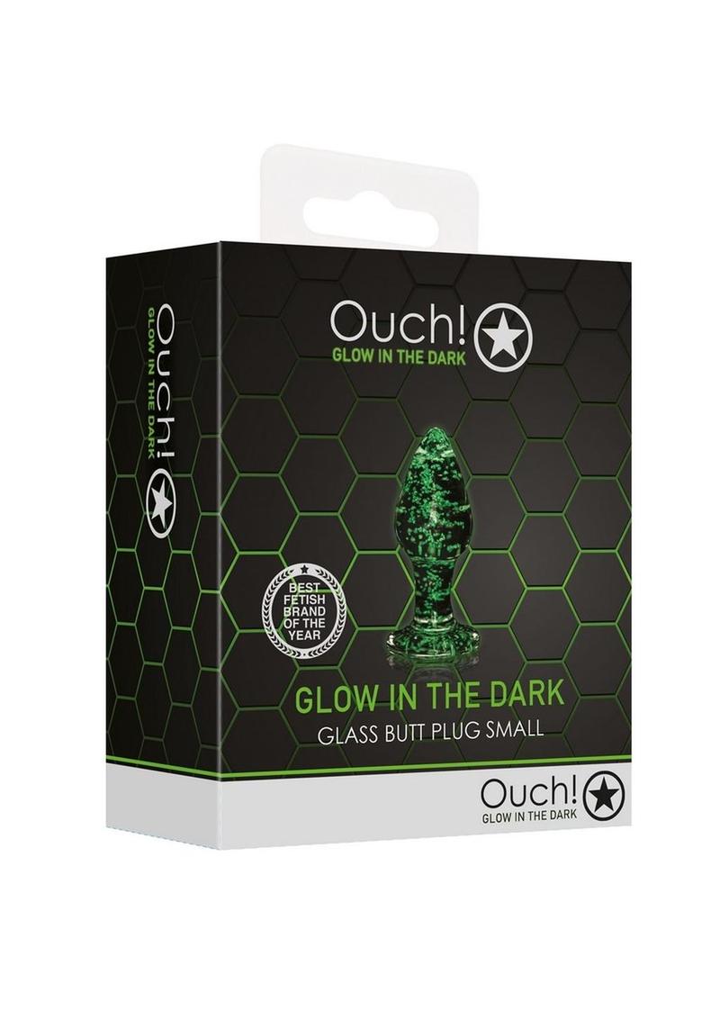 Ouch! Glass Butt Plug Glow in the Dark - Small - Green
