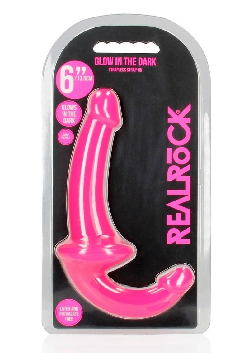 RealRock Strapless Strap-On Glow in the Dark Dildo 6in - Pink