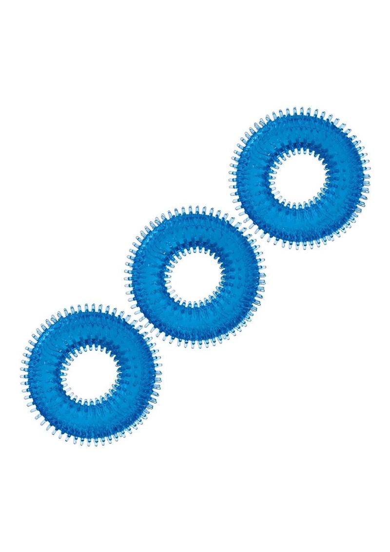 Blue Line Ultra-Slim Stretch Cock Rings (3 Pack) - Blue