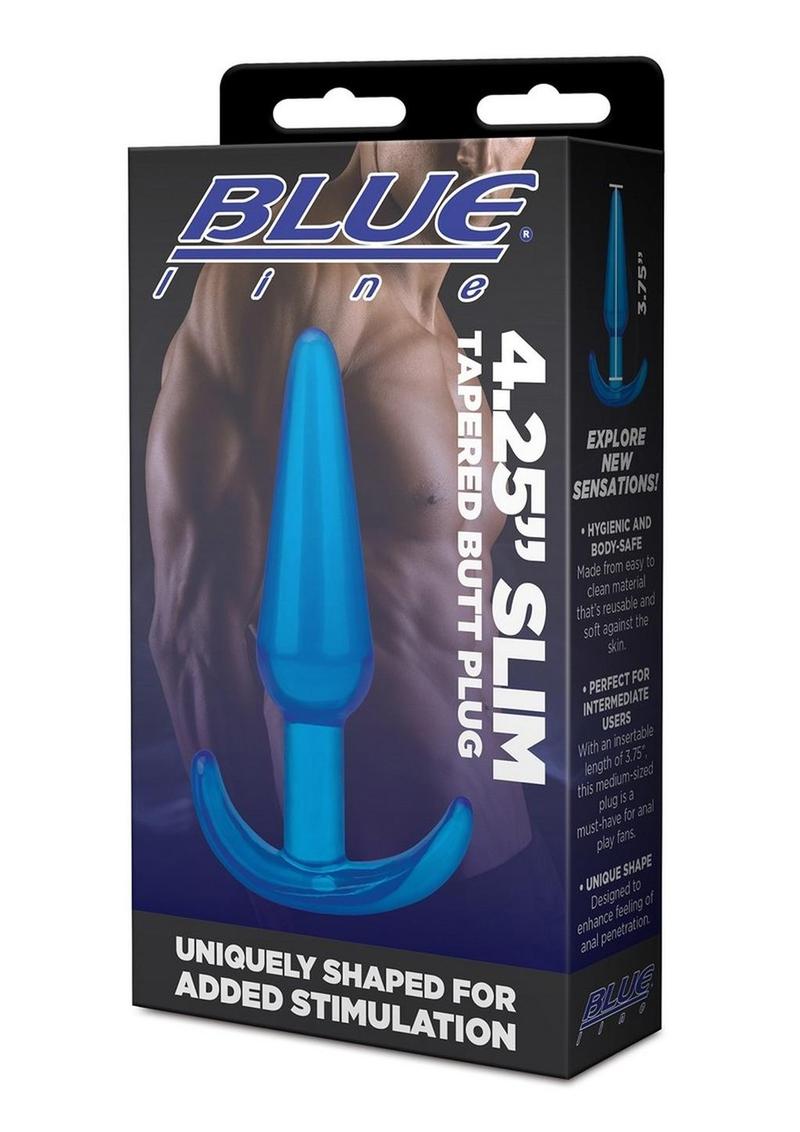 Blue Line Slim Tapered Butt Plug 4.25in - Blue