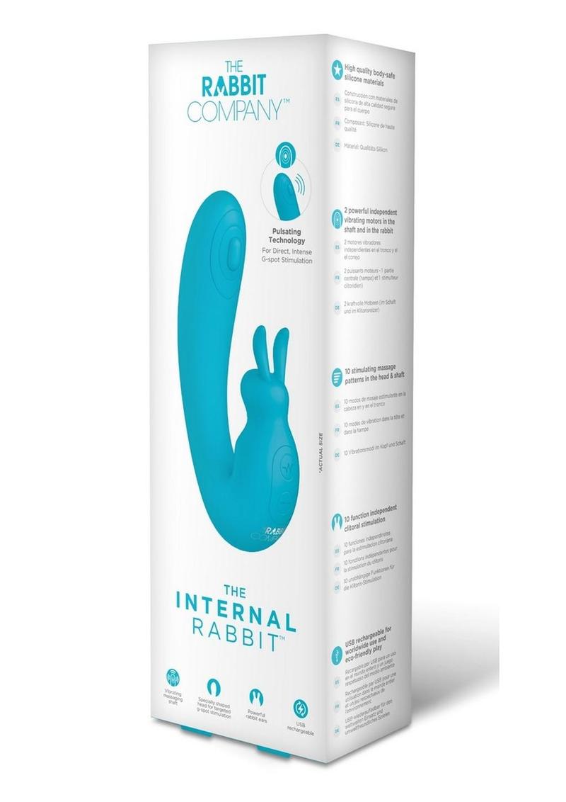 The Internal Rabbit Rechargeable Silicone Vibrator - Blue