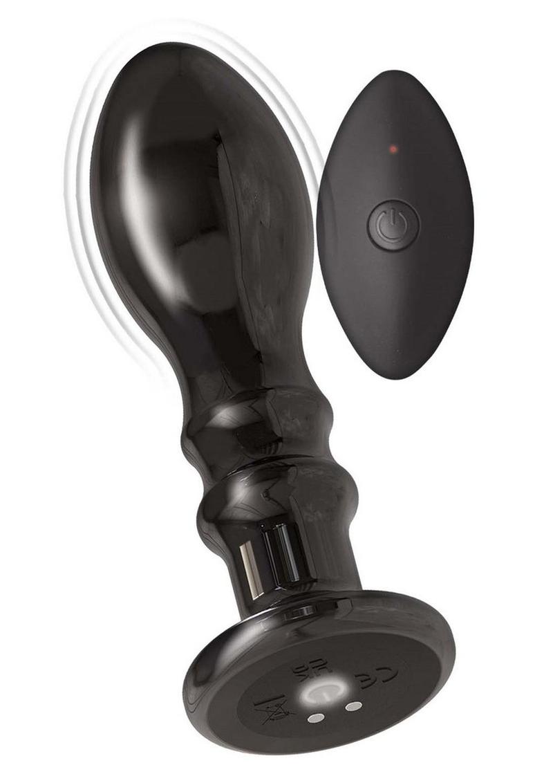 Ass-Sation Remote Control Rechargeable Vibrating Metal Anal Pleaser - Black