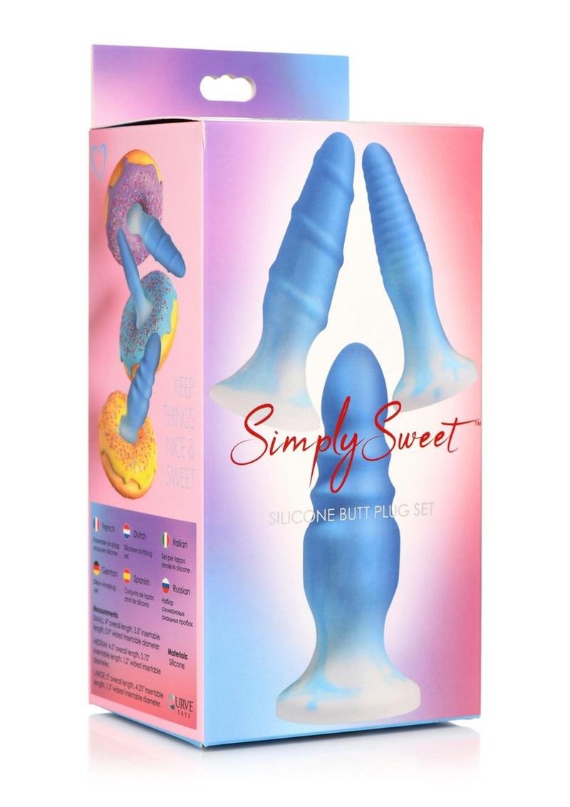 Simply Sweet Silicone Butt Plug Set - Blue