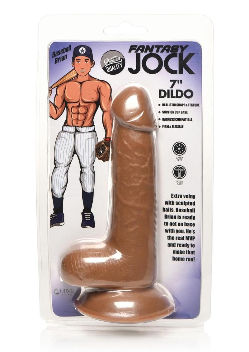 Jock Baseball Brian Dildo with Balls 7in - Caramel