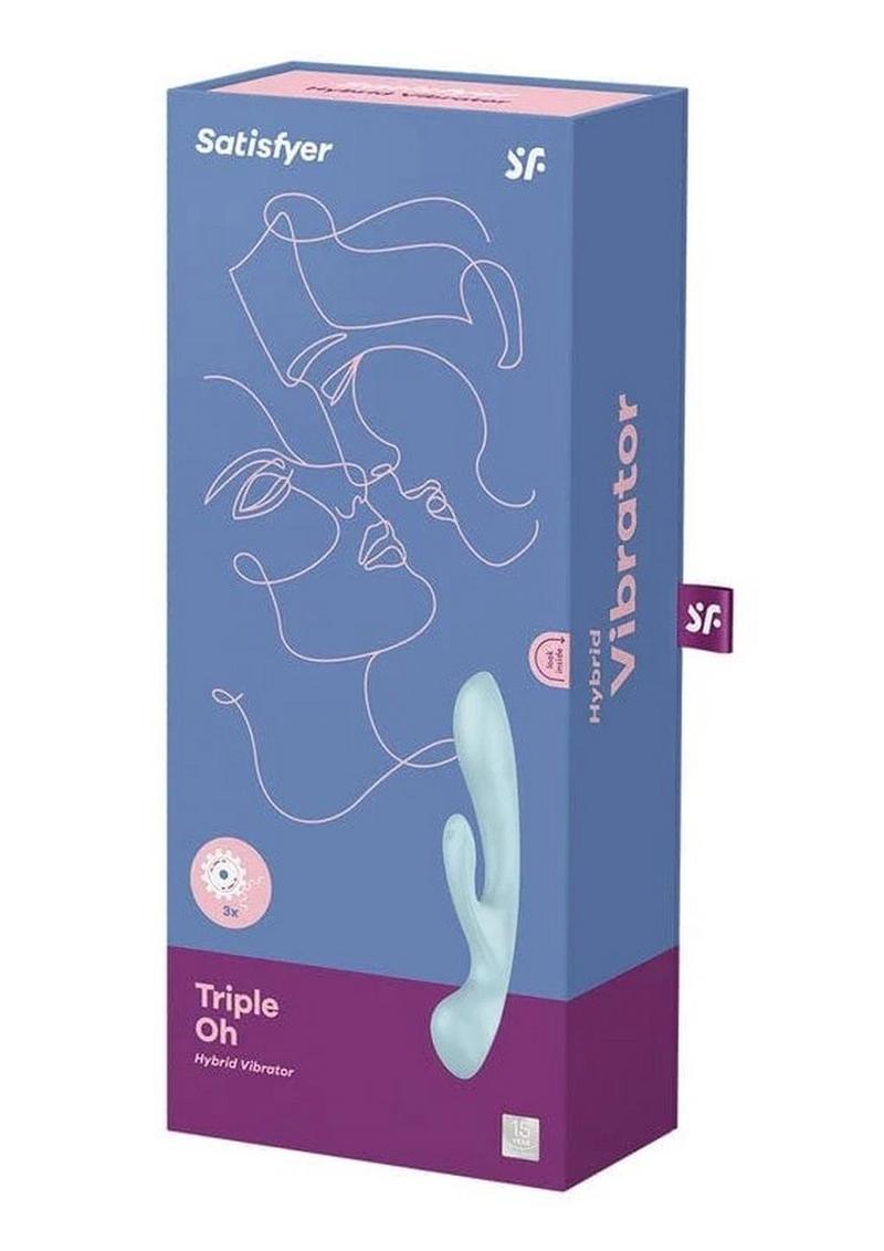 Satisfyer Triple Oh Rechargeable Silicone Dual Stimulating Vibrator - Light Blue