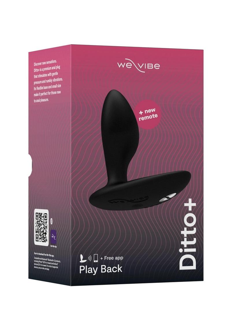 We-Vibe Ditto+ App Compatible Vibrating Rechargeable Silicone Butt Plug with Remote Control - Satin Black