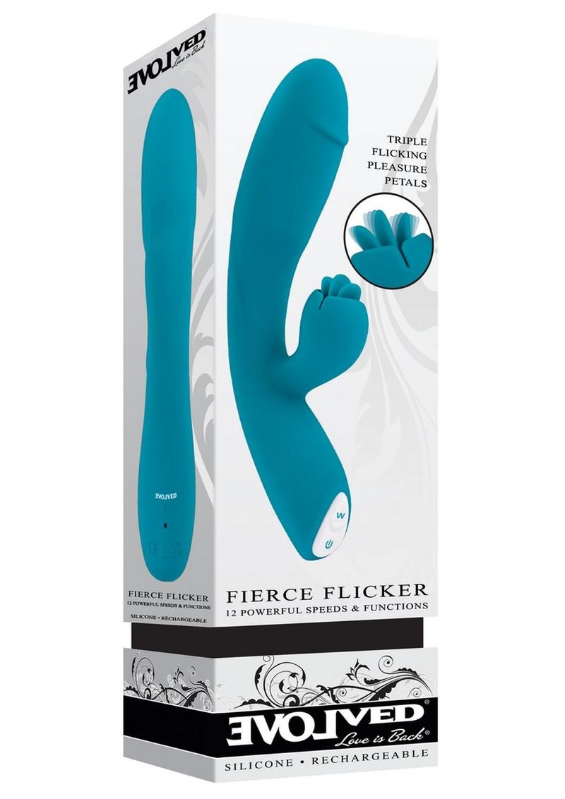 Fierce Flicker Rechargeable Silicone Dual Vibrator - Blue