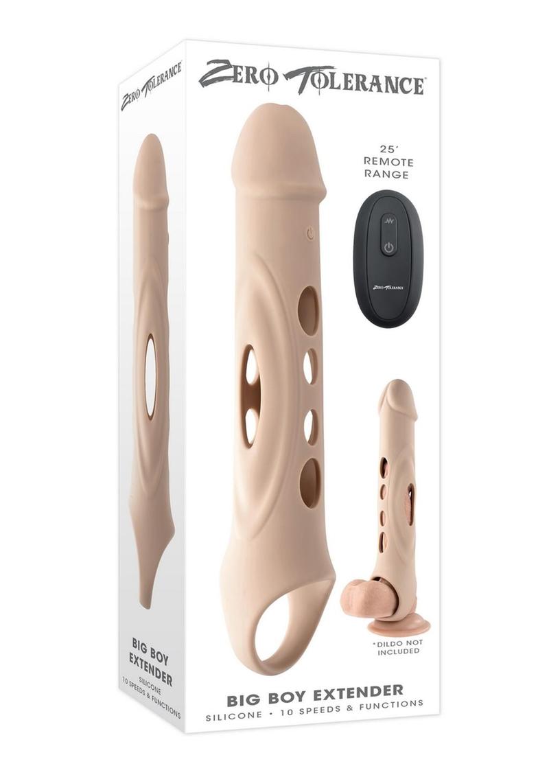Zero Tolerance Big Boy Extender Rechargeable Silicone Penis Extension with Remote - Vanilla