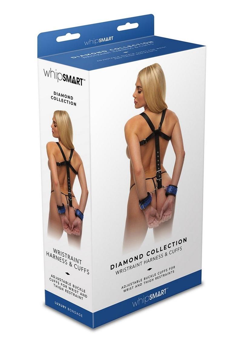 WhipSmart Diamond Wristraint Harness with Cuffs - Blue