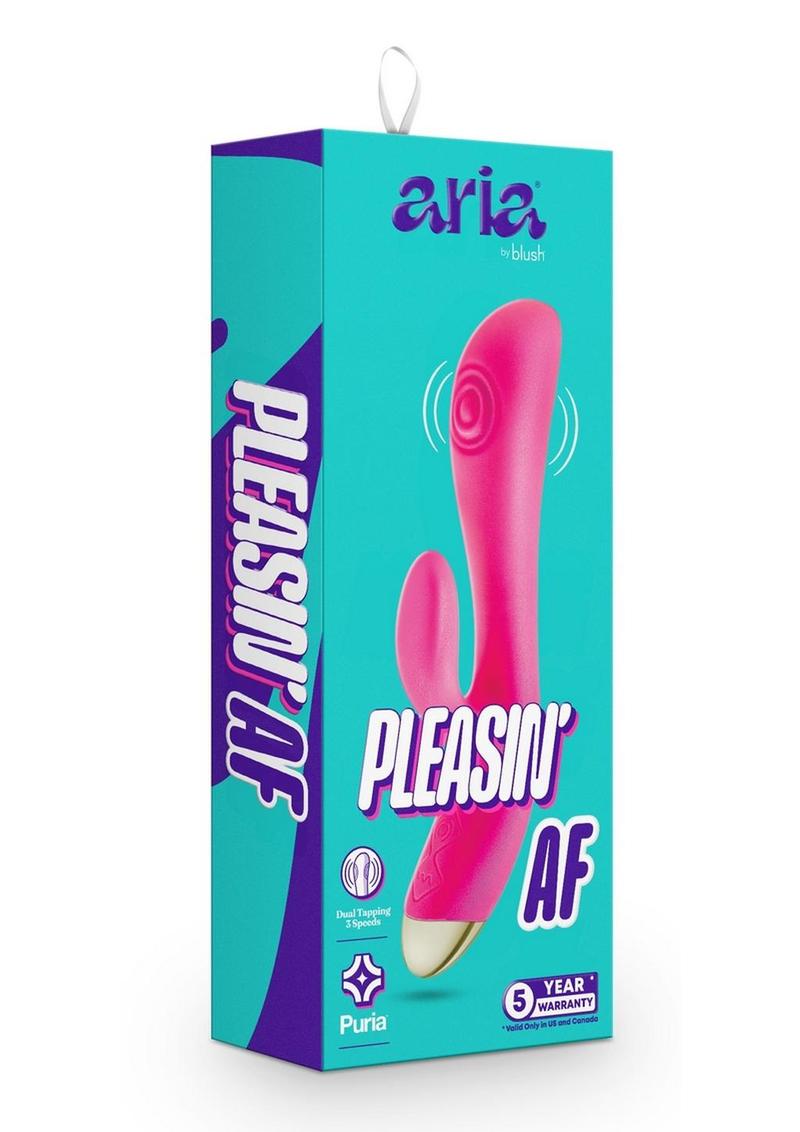 Aria Pleasin` AF Rechargeable Silicone Rabbit Vibrator - Fuchsia