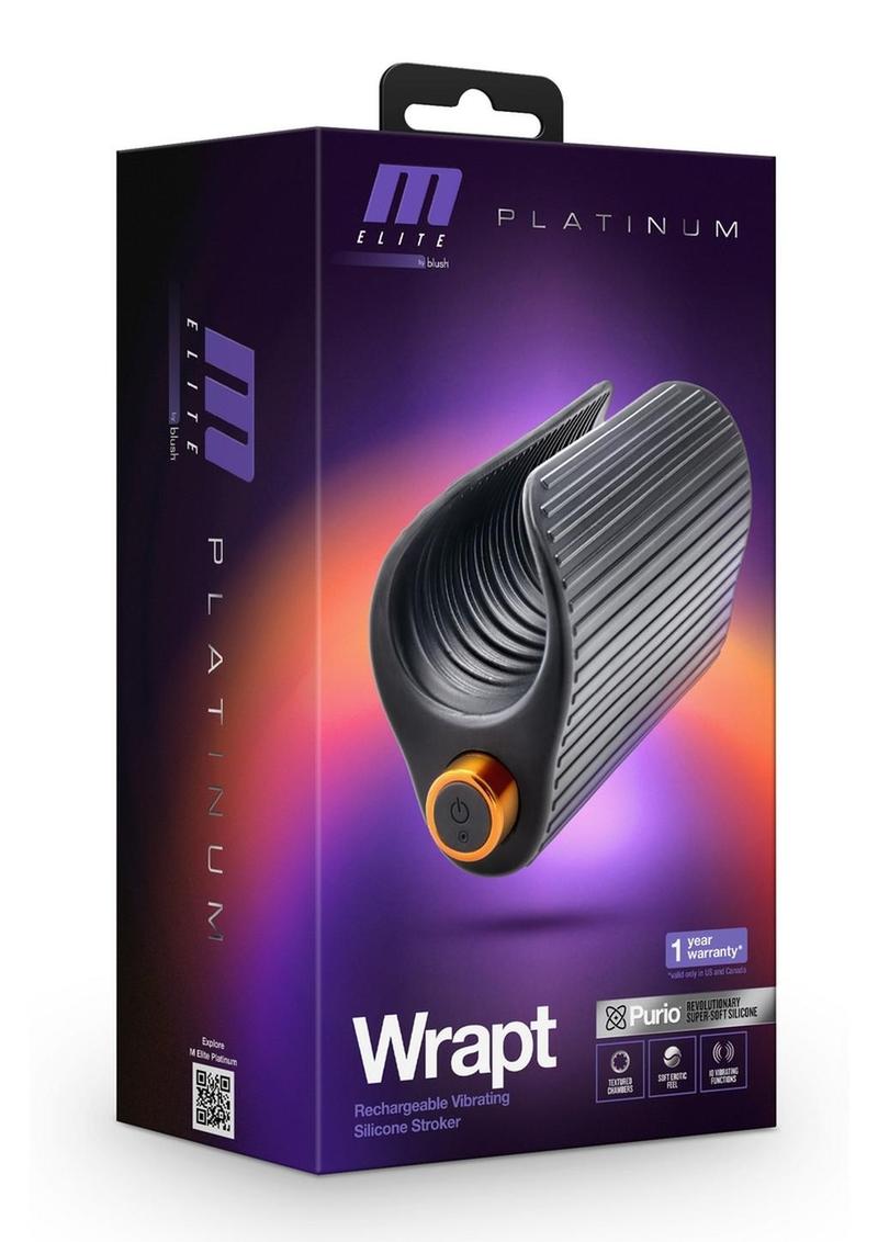 M Elite Platinum Wrapt Rechargeable Silicone Dual End Pussy Masturbator - Black