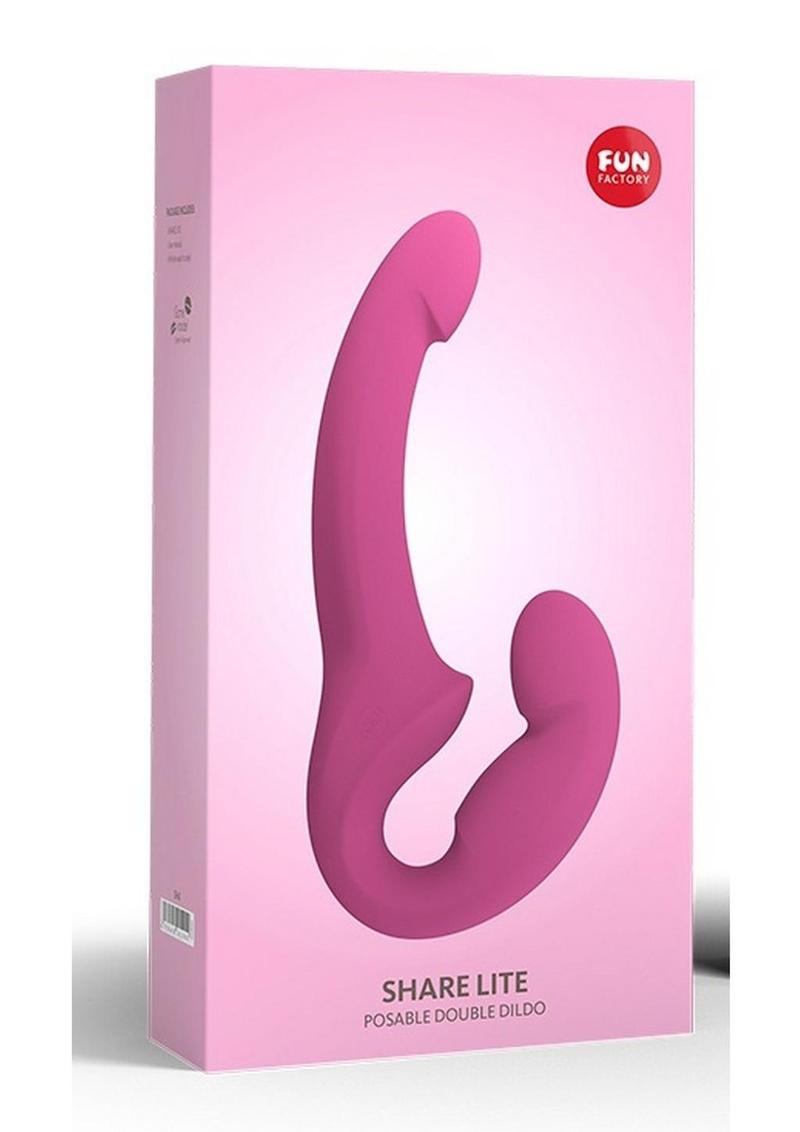 Share Lite Posable Double Dildo Silicone Strapless Strap-On - Blackberry